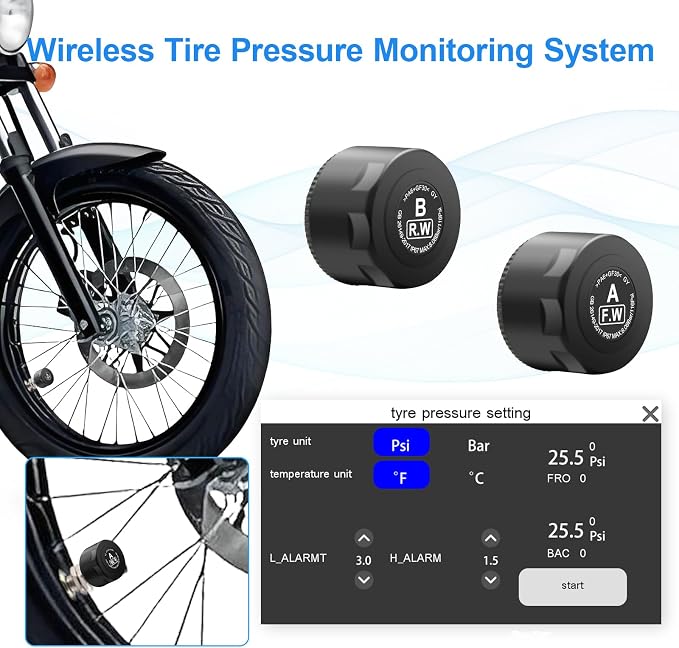 2026 FancyTiger Portable 5" Wireless Motorcycle Carplay (Inculed 128G SD Card) with Android Auto Screen, HD Waterproof Touch Screen, TPMS, GPS Navigation System, G-Sensor, Duble Dash Cam/Camera