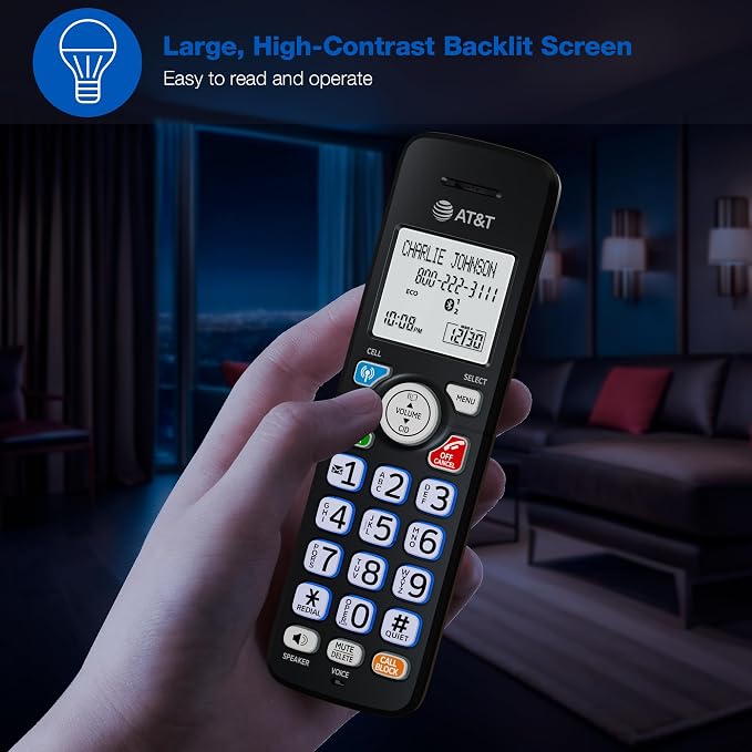 AT&T DECT 6.0 Cordless Phone, 3-Handset – Smart Call Blocker, Bluetooth Connect to Cell, Caller ID Announce, Answering Machine | DL72379