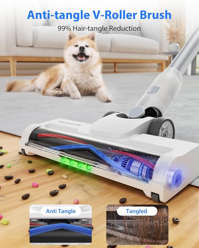 Cordless Vacuum Cleaner, 45KPA Stick Vacuum Cleaners for Home, 6-in-1 Rechargeable Lightweight Vacuum, Up to 35Mins Runtime