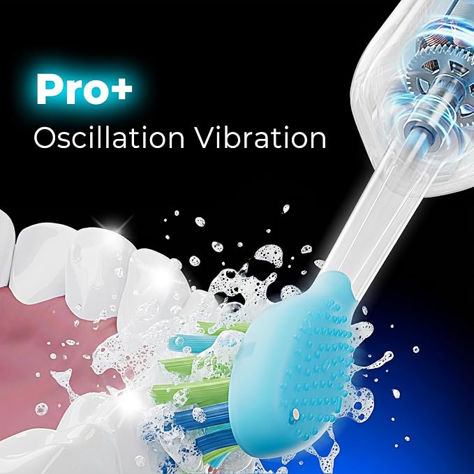 7AM2M Sonic Electric Toothbrush for Adults&Teens with LED Screen, 5 Modes, One Charge for 365 Days, 2 Minute Timer, with 8 Brush Heads and Travel Case (White)