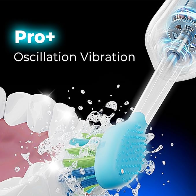 7AM2M Sonic Electric Toothbrush for Adults&Teens with LED Screen, 5 Modes, One Charge for 365 Days, 2 Minute Timer, with 8 Brush Heads and Travel Case (Black)