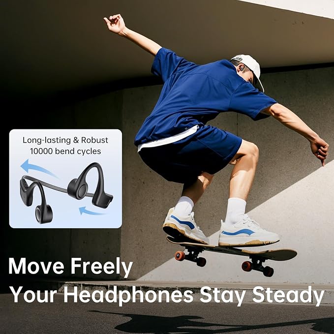 Kinglucky Open Ear Bone Conduction Headphones, 23.5g Ultra-Light Wireless Bluetooth 5.4 Sports Headphones, Comfortable Fit, IPX5 Waterproof for Running, Cycling, Workout, Walking