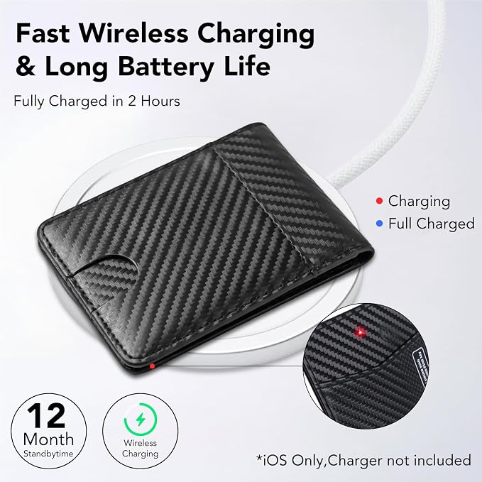 Smart Wallet for Men, Bulit-in Tracker Tag Works with Apple Find My(iOS Only), RFID Blocking, Rechargeable Wirelessly Wallet Tracker, Mens Wallets with GPS Tracker