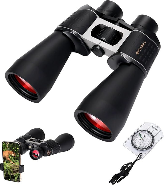 20 * 70 Binoculars for Adults High Powered for Bird Watching,Hunting and Traveling with BAK4 Lens,Kit Also Includes Long Range Binoculars Tripod Adapter,Compass and Carrying Bag