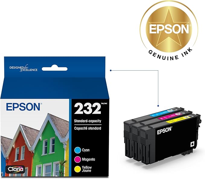 Epson 232 Claria Ink Standard Capacity Color Combo Pack (T232520-S) Works with Workforce WF-2930 ,2950 and Expression XP-4200, 4205