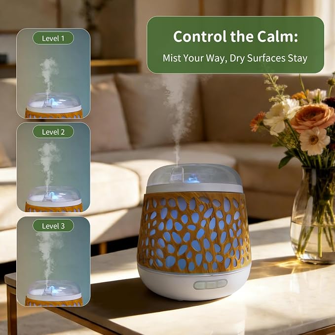 Weljoy Dancing Water Essential Oil Diffuser with 8 Colors Night Light, Multiple diffusing Modes, Humidifier, Relaxing Water Flow Sounds, White Noise, 500ml Water Tank, Mood Light for Home Decor (DW01)