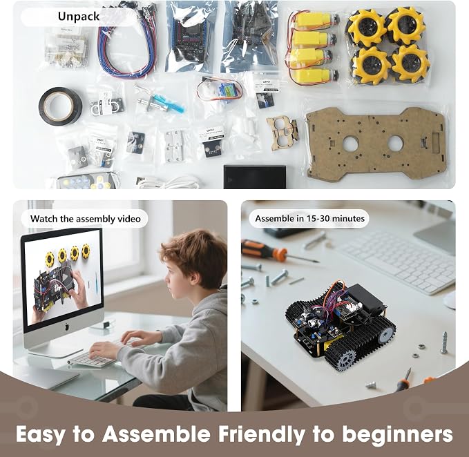 Robotics Kit for Kids Ages 8–12, Smart Robot Tank Car Compatible with Arduino & Scratch & Python, STEM Toys for Boys Ages 8–12, App & Remote Control, Birthday Coding Gift for Boys, Girls and Adults