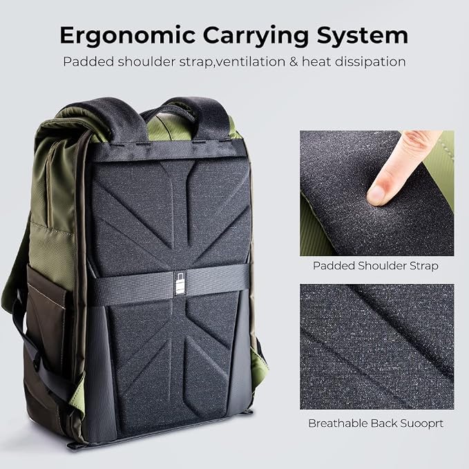 K&F CONCEPT Camera Backpack, Camera Bags for Photographers Large Capacity Camera Case with Raincover,15-15.6 Inch Laptop Compartment Compatible for Canon/Nikon/Sony/DJI Mavic Drone(Backpack 20L)