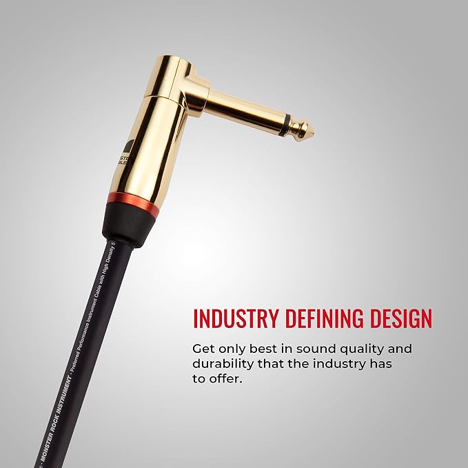 Monster Prolink Rock Instrument Cable - 8 in Right Angle to Right Angle for Electric Guitar - 95% Copper Braided Shielded