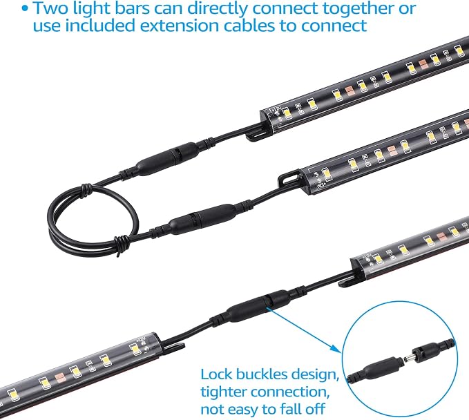 TORCHSTAR Voice Control Smart LED Safe Lighting Kit, (4) 12 Inch Dimmable Linkable Light Bars, Compatible with Alexa&Rocker Switch, 100-240V UL Power Adapter 600LM for Under Cabinet, 3000K Warm White
