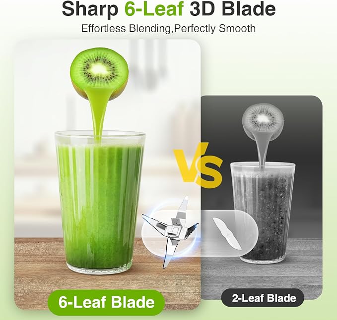 KOIOS Blender for Smoothies,Personal Blender for Shakes and Smoothies with 3 * 22oz To-Go Cups,22000 RPM Smoothie Maker,Detachable 6-leaf Blade Portable Blenders for kitchen,Black