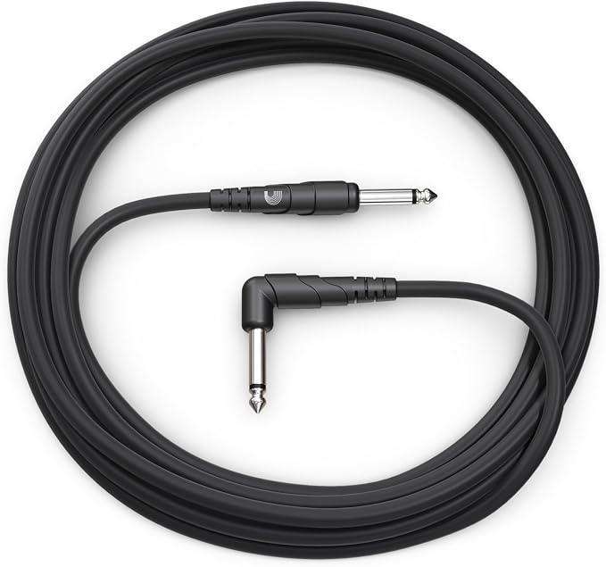 D'Addario Guitar Cable - Guitar Lead - 1/4 Inch Male to 1/4 Inch Male - Classic Series - 10 Feet/3.05 Meters - Straight End/Right Angle - 1 Pack