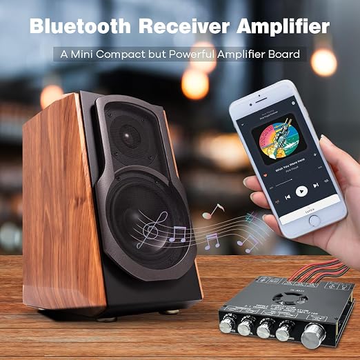 ZK-AS21 TPA3255 Bluetooth 5.1 Power Amplifier Board HiFi 2.1 Channel 220Wx2+350W Digital Audio Receiver AMP Board with Treble and Bass Control for DIY Speakers