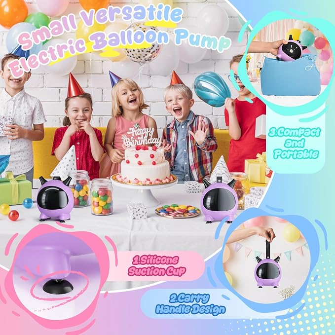 Balloon Pump Electric, Portable Balloons Inflator Air Pump Dual Nozzle, 110V Small Electric Balloons Blower Machine Corded, 600W for Latex Foil Balloon Arch Garland Party Decorations Supplies