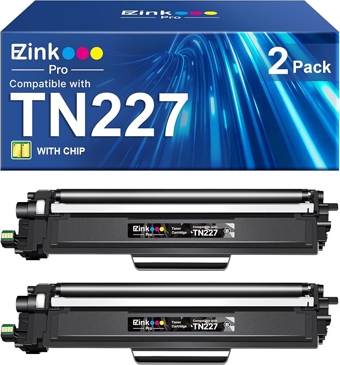 E-Z Ink Pro Toner Cartridge Replacement for Brother TN227 Black TN-227BK TN227BK TN223 High Yield to use with Brother HL-l3270CDW MFC-L3770CDW MFC-L3750CDW HL-L3230CDW HL-L3290CDW HL-L3210CW (2 Black)
