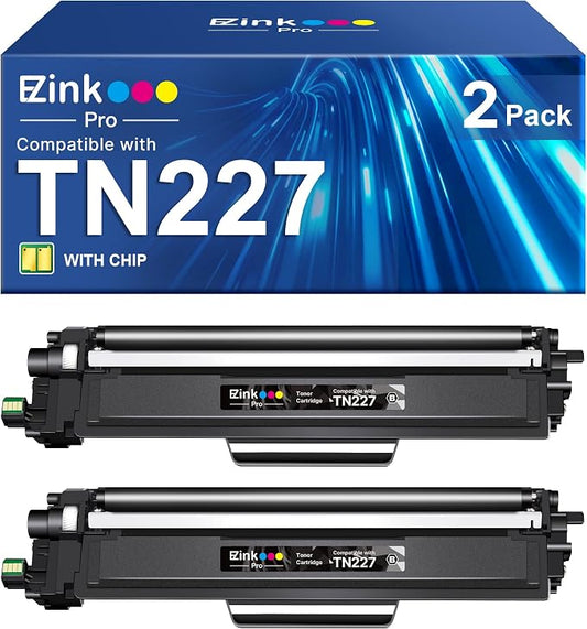 E-Z Ink Pro Toner Cartridge Replacement for Brother TN227 Black TN-227BK TN227BK TN223 High Yield to use with Brother HL-l3270CDW MFC-L3770CDW MFC-L3750CDW HL-L3230CDW HL-L3290CDW HL-L3210CW (2 Black)