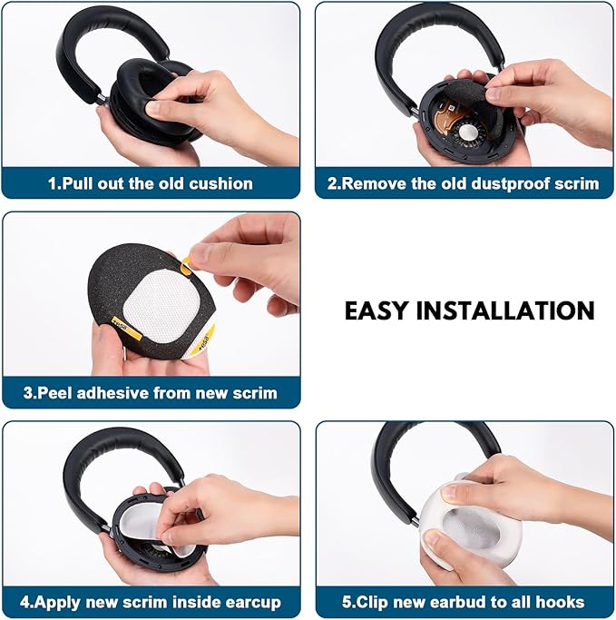 Replacement Earpads for Bose QuietComfort Ultra – Premium Memory Foam Cushions with Soft Protein Leather, Enhanced Noise Isolation, Easy Installation, for Bose QC Ultra Headphones (White Smoke)