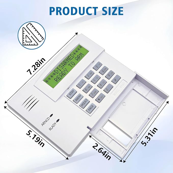 6160 Custom Alpha Alarm Keypad Display, Compatible with Honeywell VISTA-20P/15P/10P and Ademco Systems, Addressable Wired Security Keypad, Replacement for Ademco 6160 Keypad