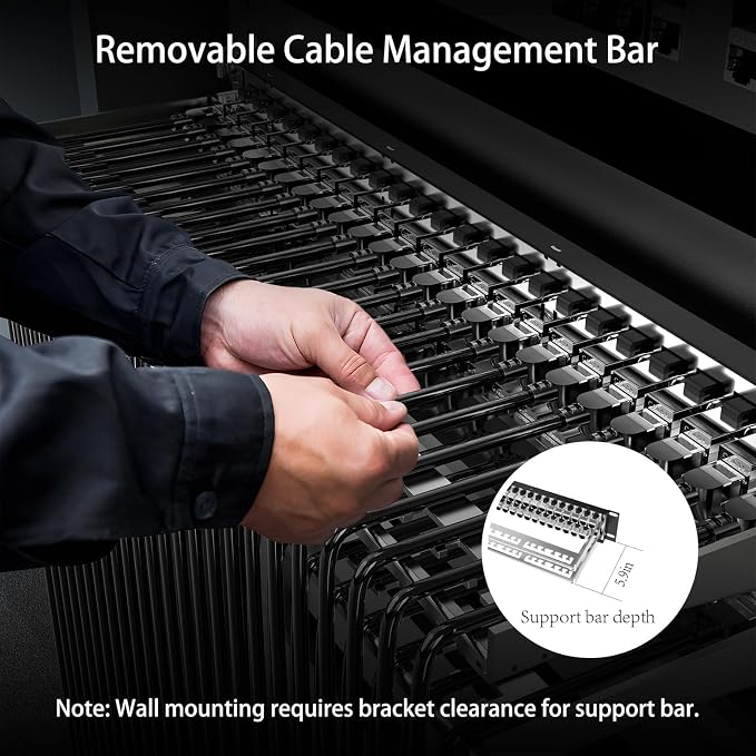 Jadaol [UL Listed] 48-Port Shielded Cat6A Patch Panel, 19” 2U Rackmount/Wall Mount Feed-Through RJ45 Panel with 48 Preloaded Shielded Keystone Couplers + 2 Spare, Up to 10Gbps, Cable Management Bar