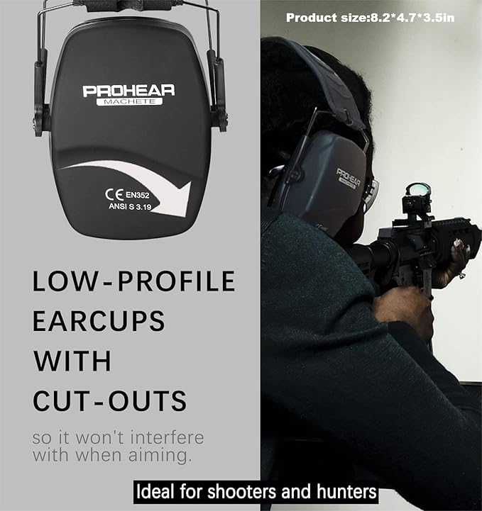 PROHEAR Ear Protection Safety Earmuffs for Shooting Noise Reduction Slim Hearing Protector