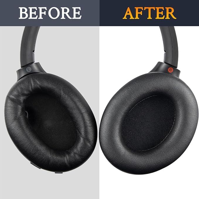 SOULWIT Replacement Kit for Sony WH-1000XM4 Headphones, Ear Pads Cushions + Headband Repair Part - Black