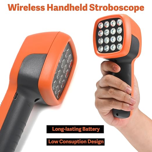 Strobe Light Tachometer, 60-99999 RPM Tachometer, Digital Non Contact Handheld LED Stroboscope for Motor Engine, Hz Velocity with High Accuracy 0.001% (DT10S)