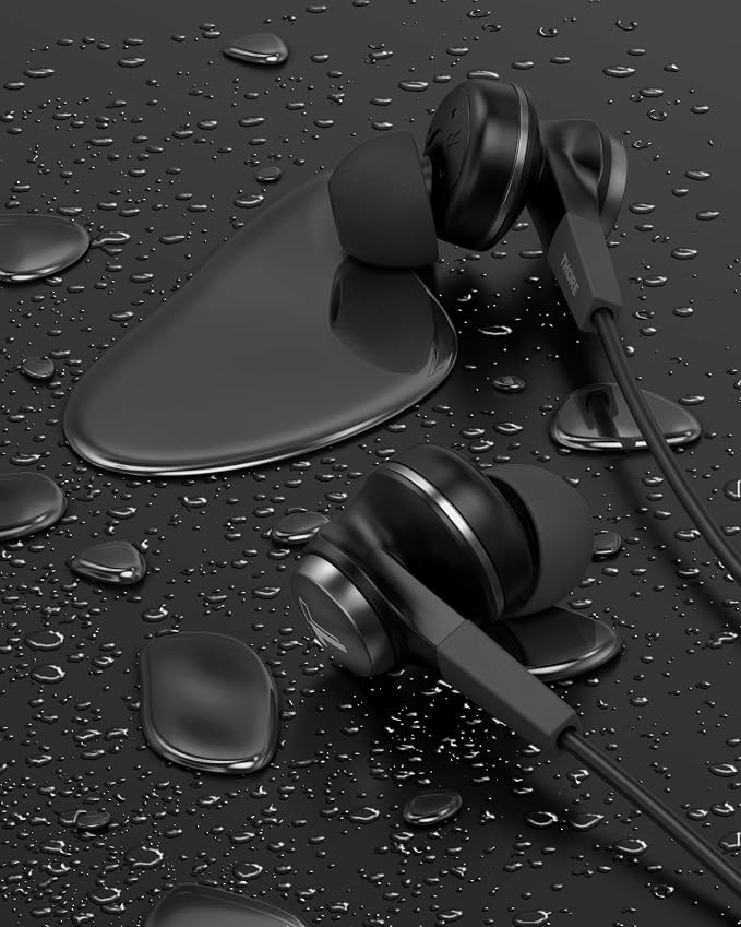 Thore iPhone Earphones (Apple MFi Certified) V120 in Ear Wired Lightning Earbuds (Sweat/Water Resistant) Headphones with Mic/Volume Remote for iPhone 12/13/14 Pro Max - Black