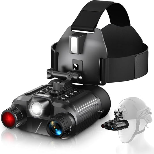 Dsoon Night Vision Goggles, Upgraded Rechargeable Head-Mounted Night Vision Binoculars with 32GB TF Card, Hands Free, Tactical Flashlight, 1312FT, 8X Digital Zoom
