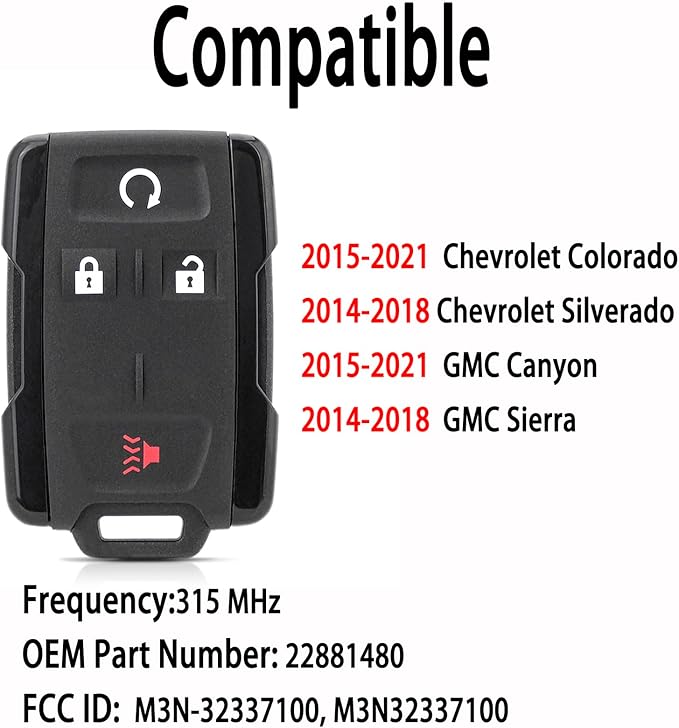 DIY Key Fob Kit for GMC Sierra Chevy Silverado 2014-2018 | With Simple Key OBD Tool,Easy speedy install,starsGood spare key,GMC Canyon Chevy Colorado 2015-2021