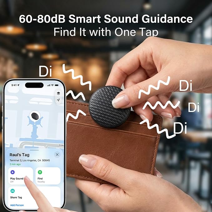 Mini GPS Tracker for Vehicles, Hidden Tracking Device for Vehicles, Car Tracker No Subscription Work with Find My (iOS Only), for Kids, Dogs, Key, Luggage (2)