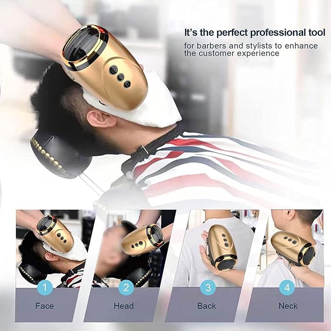Cordless Handheld/Barber Massager Massager, Charge Neck/Legs/Hand/Face Massager, 2 Massage Nodes 2600AMH (Golden