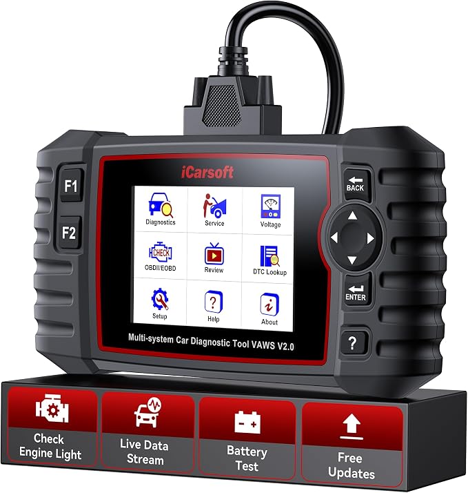 iCarsoft VAWS V2.0 2026 Ver OBD2 Scanner All System Diagnostic Tool for VW, Audi, Bentley, Bugatti, Seat, Man LD, Skoda and etc, 9 Special Services 118 Live Data Battery Test Check Engine Code Reader