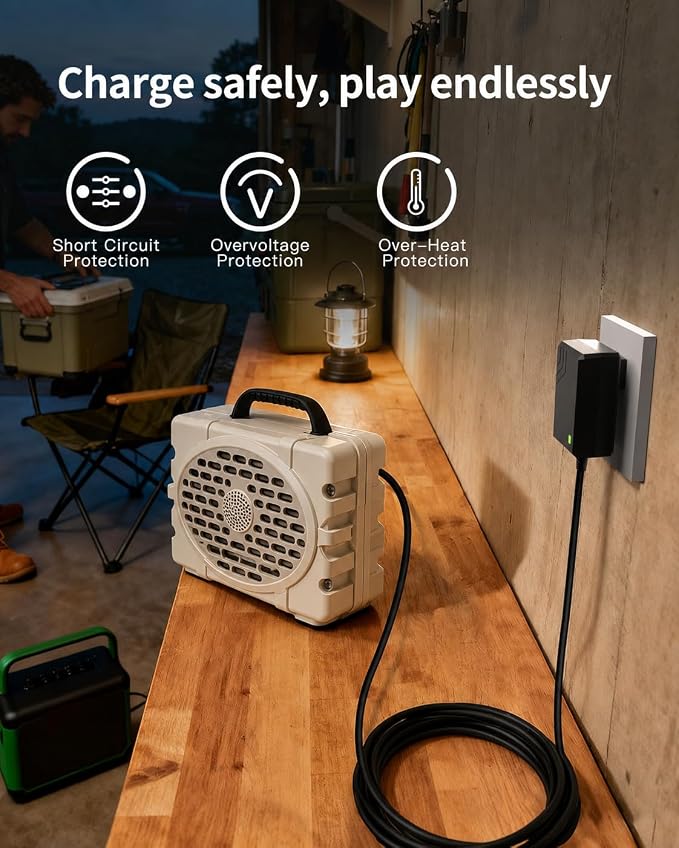 Superer 20V Charger for Turtlebox Grande Speaker - UL Safety Certified, 6ft Rugged Outdoor Replacement Charging Cord with LED Indicator