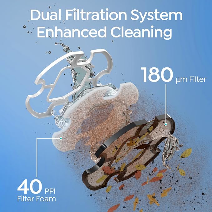 S2 Automatic Pool Vacuum for Above Ground Pools, Cordless Robotic Pool Cleaner with Dual-Motor Cleaning System, 90-Min Runtime, Efficient Debris Pickup and Quick Drain Design(Transparent Blue)
