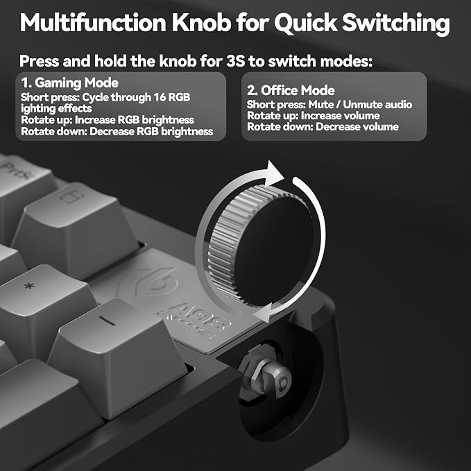 LEOBOG A98 Wireless Mechanical Keyboard, Tri-Mode BT5.0/2.4GHz/USB-C, Creamy Keyboard with Number Pad, Gasket Structure Hot Swappable, PBT Keycaps, RGB Backlit Black Gaming Keyboard with Knob for PC