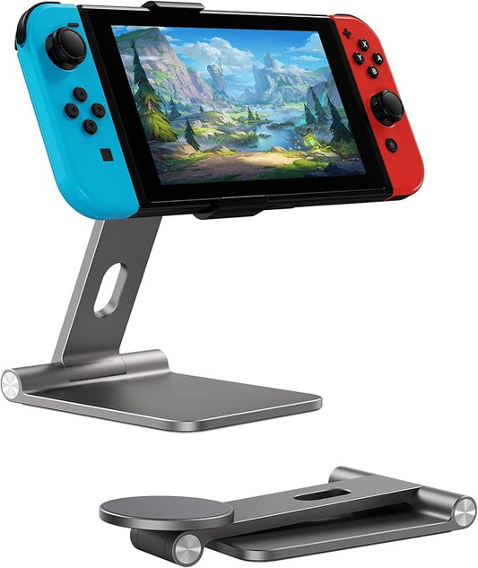 Antank Foldable Magnetic Stand Compatible with Switch, OLED & Mag-Safe, Portable iPhone Stand Holder for Desk, Aluminum Alloy Adjustable Phone Stand Mount for Switch, iPhone 16/15/14/13/12/11