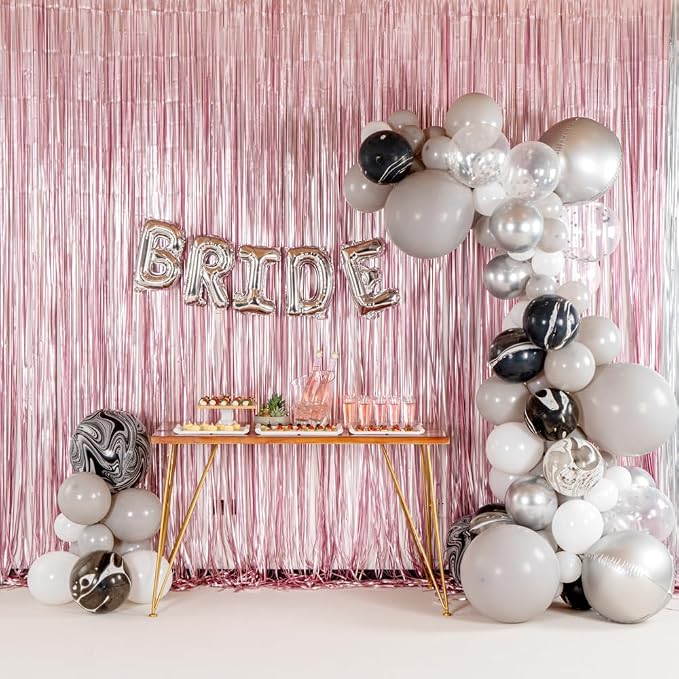 Restaurantware-Balloonify Balloon Garland Set, 1 Party Decoration Kit - 102 Balloons, With Chain, Gray & Metallic Silver Latex Balloon Arch Kit, Includes Glue Dots