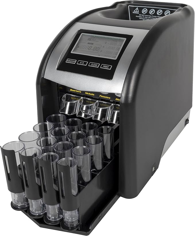 Royal Sovereign 4 Row Electric Coin Counter/Sorter with Patented Anti-Jam Technology & Digital Counting Display (FS-44N), Black