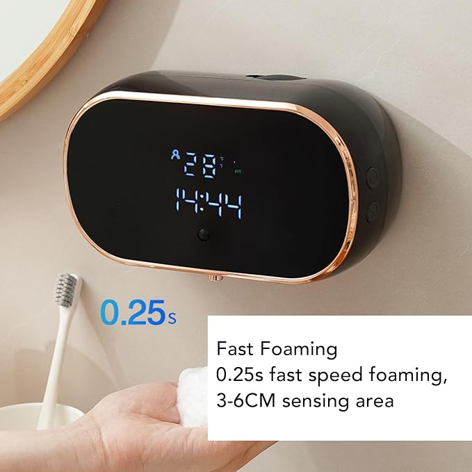 1 Automatic Soap Dispenser, Motion Sensor, 3 Gears Adjustment, IPX5, Wall Mount, Rechargeable Battery, Touchless Dispenser for Bathroom and Kitchen