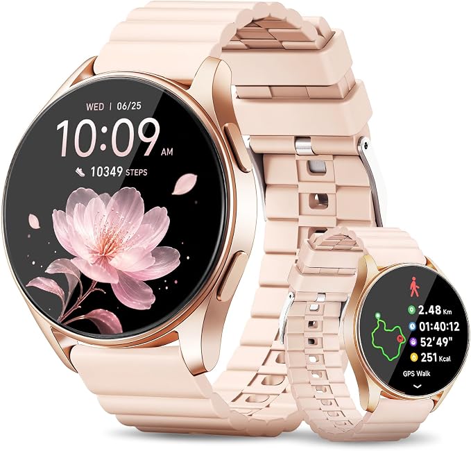 KPEP Smart Watches for Women Android/iPhone - GPS Fitness Tracker with Bluetooth Calls(Answer&Make), Heart Rate/SpO2 Monitor/Sleep/Waterproof/100+ Sports Model - Reloj Inteligente 30 Day+Battery Life