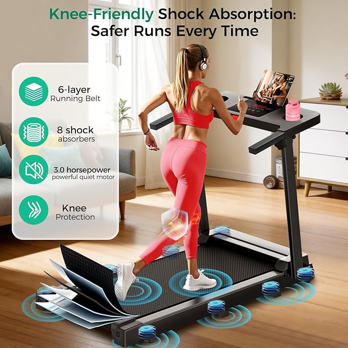 Walking Pad Treadmill with 8% Incline, 0.6-3.8MPH Foldable Treadmills with Remote for Small Home, 3.0HP Compact Walking Pad with Handle Bar, Easy Assembly, 350 LBS