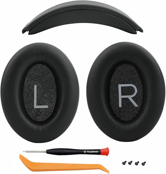 Ear Cushions and Headband Cushion Foam for Bose QuietComfort 45 (QC45) Headphones Accessories Easy to Install （45） (（45-Black）)