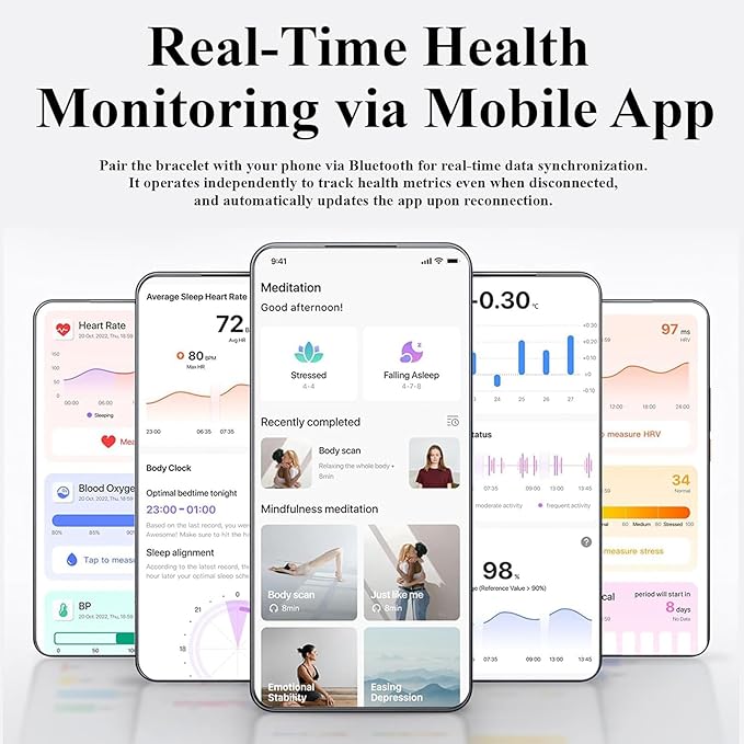 Smart Bracelet Health and Fitness Tracker, 24/7 Heart Monitor & Sleep Tracker, Multi-Sport Tracker Wristband with Free APP (Pink)