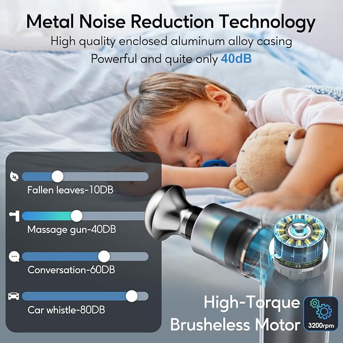 arboleaf Massage Gun Deep Tissue with Metal Head, Full-Metal Electric Portable Hand Held Massager Gun with Case for Back, Body Sore Muscles, Pain Relief, Office, Home, Athletes