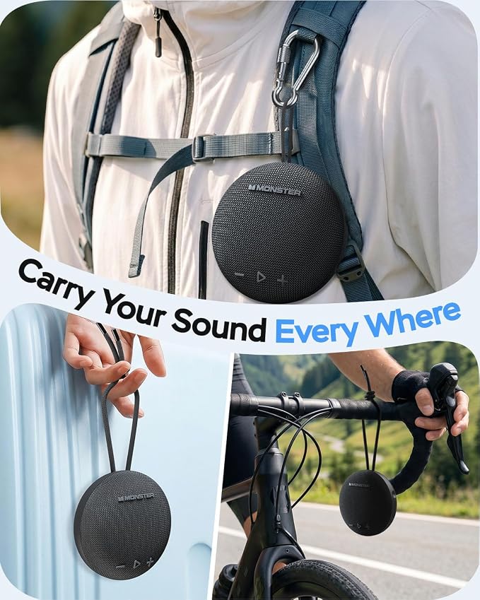 35W (peak) Monster Bluetooth Speaker, IPX8 Shower Speaker Waterproof, Bluetooth 5.4 with Loud HD Sound and Robust Bass, Extra Long Playtime Punchy, for Home, Beaches Portable Wireless Outdoor Speakers