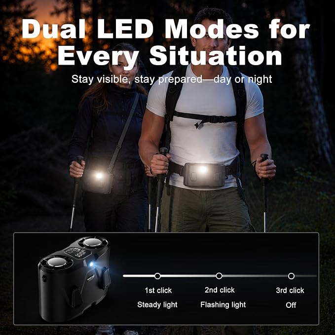 Rechargeable Waist Fan with Ice Cooling, High-Speed Neck Belt Clip-on Fan with 10 Gears, LED Display & Flashlight, Hands-Free Personal Fan for Work Outdoor Travel, Black