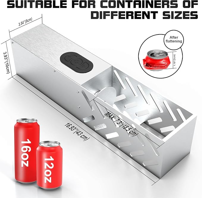 Electric Can Crusher, Automatic Can Crushers for Recycling Wall Mounted, Can Trash Compactor for Recycling 12oz~16oz Cans, Can Crusher for Recycling for Aluminum Seltzer, Soda, Cola, Beer Cans