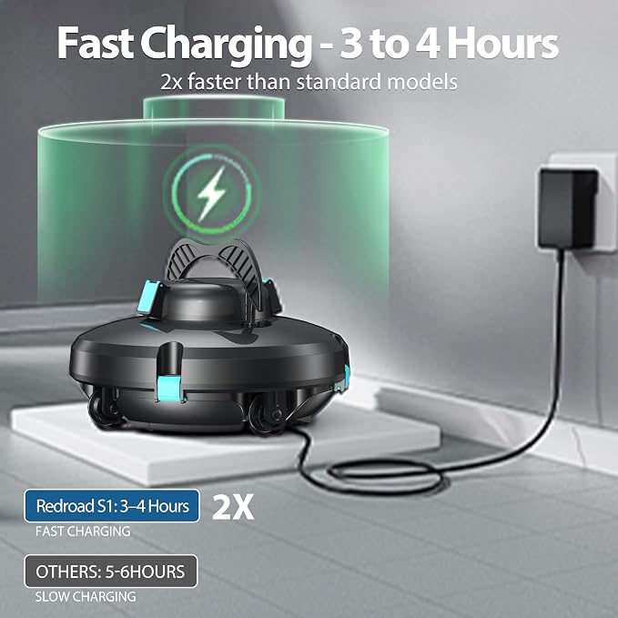 Cordless Robotic Pool Cleaner,Automatic Pool Vacuum Lasts 150Mins,Powerful Suction,Self-Parking, Maximum Climbing Angle 18 Degrees,Lightweight for Above/Inground Pools Up to 1200 Sq.Ft
