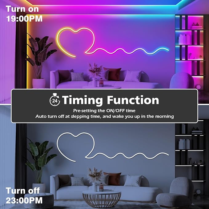 100Ft Neon Rope Lights,Flexible Led Rope Lights Control with App/Remote,Multiple Modes Rope Lights,IP65 Outdoor RGB Led Neon Lights Waterproof,Music Sync Gaming Led Neon Light Strip for Bedroom Decor