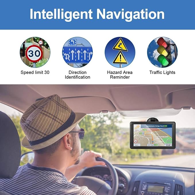 GPS Navigator for Car Truck RV, 9-Inch HD Touchscreen GPS for Car with 2026 Maps Free Lifetime Updates, Voice Turn-by-Turn Guidance, Speed & Red Light Camera Alerts, Custom Truck Routing